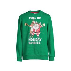 Holiday Time Men's 2XL Holiday Spirits Light Up Christmas Green Sweatshirt